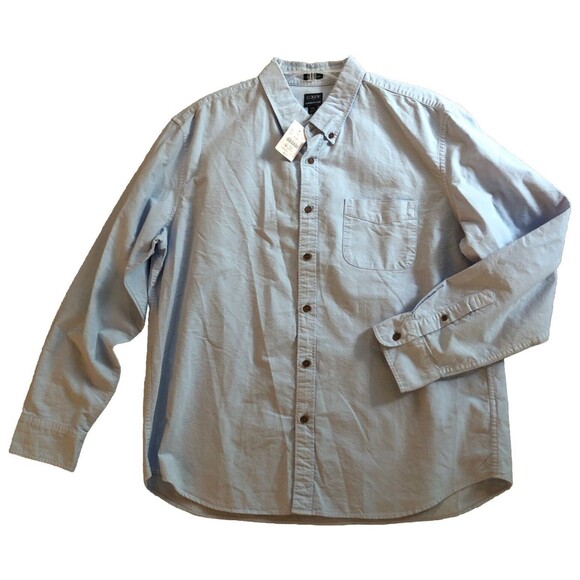 J Crew Garment Dye Button Down Shirt Mens Size XXL Blue Slim Untucked Fit NWT - Picture 1 of 11
